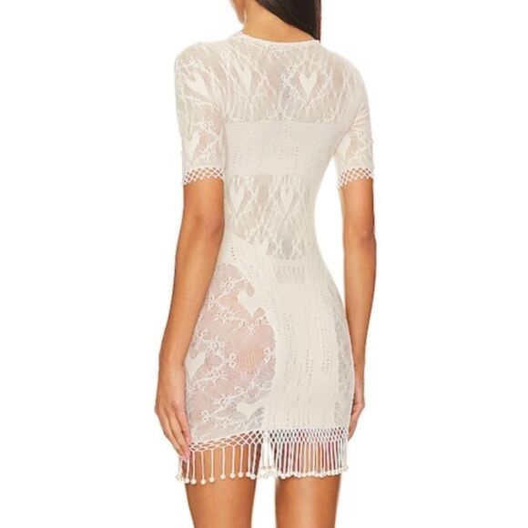 Poster Girl Yemaya Dress Shapewear Fringe Dress Oyster fishnet mini Revolve - Picture 4 of 12